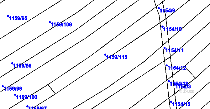 Parcela st. 1159/115 v KÚ Silůvky, Katastrální mapa