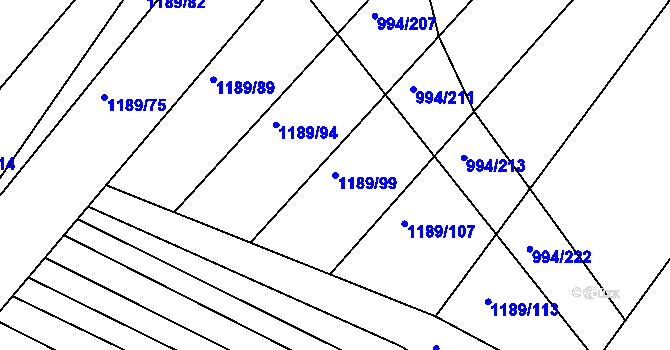 Parcela st. 1189/99 v KÚ Silůvky, Katastrální mapa