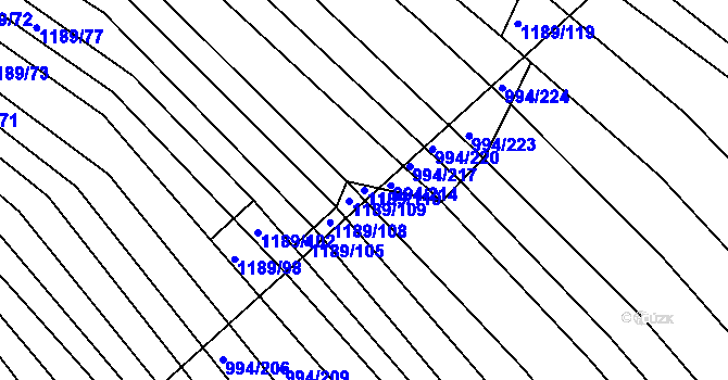 Parcela st. 1189/110 v KÚ Silůvky, Katastrální mapa