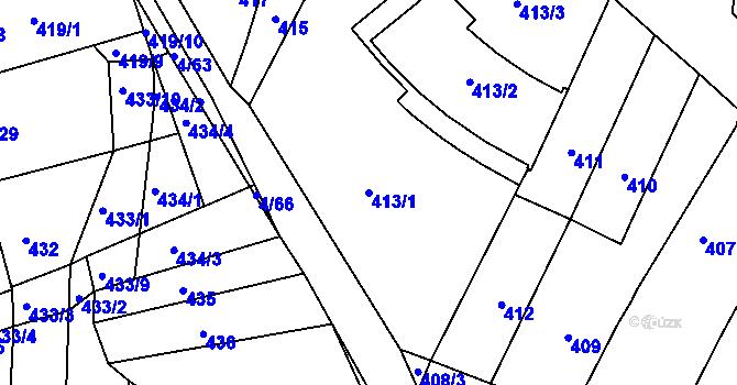 Parcela st. 413/1 v KÚ Silůvky, Katastrální mapa