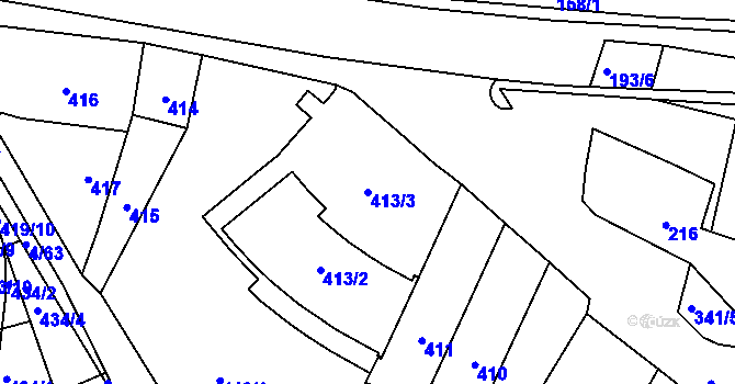 Parcela st. 413/3 v KÚ Silůvky, Katastrální mapa