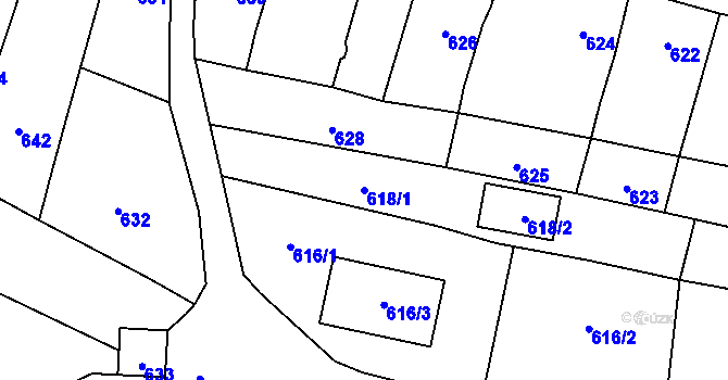 Parcela st. 618/1 v KÚ Silůvky, Katastrální mapa
