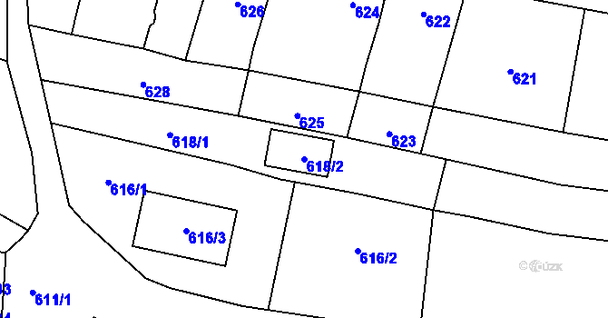 Parcela st. 618/2 v KÚ Silůvky, Katastrální mapa