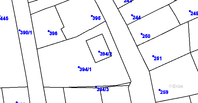 Parcela st. 394/2 v KÚ Silůvky, Katastrální mapa