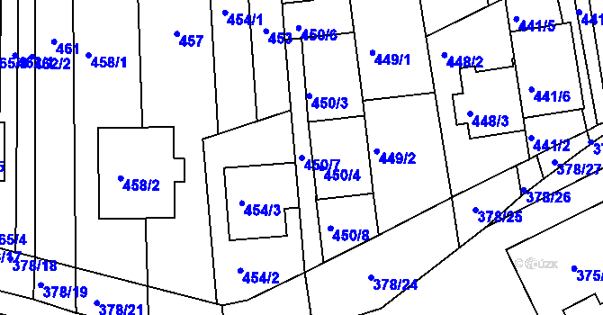 Parcela st. 450/7 v KÚ Silůvky, Katastrální mapa