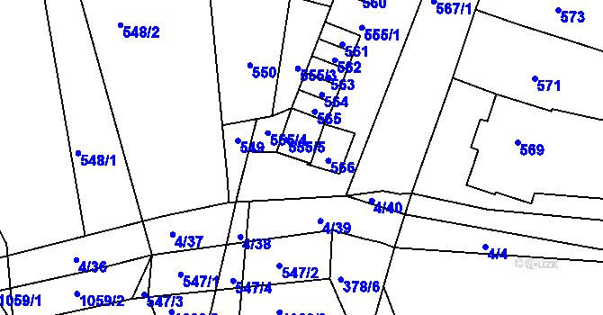 Parcela st. 555/6 v KÚ Silůvky, Katastrální mapa