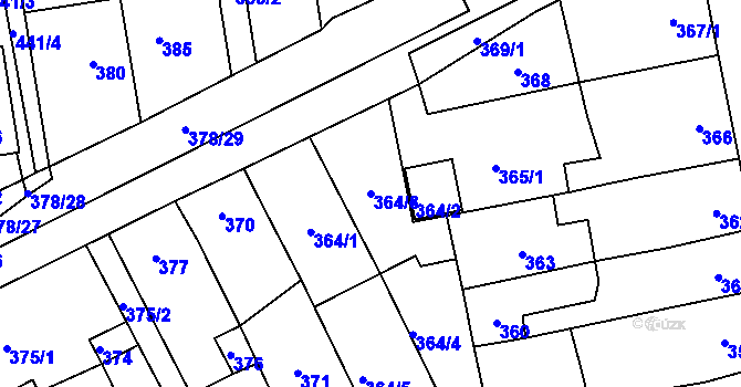 Parcela st. 364/3 v KÚ Silůvky, Katastrální mapa