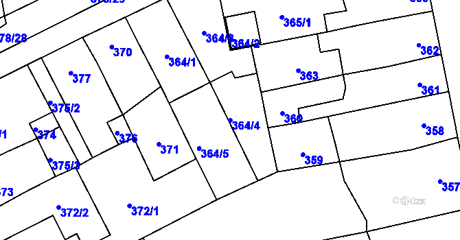 Parcela st. 364/4 v KÚ Silůvky, Katastrální mapa