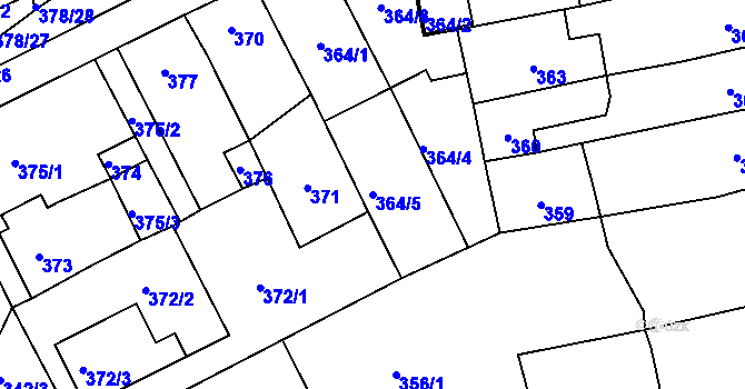 Parcela st. 364/5 v KÚ Silůvky, Katastrální mapa