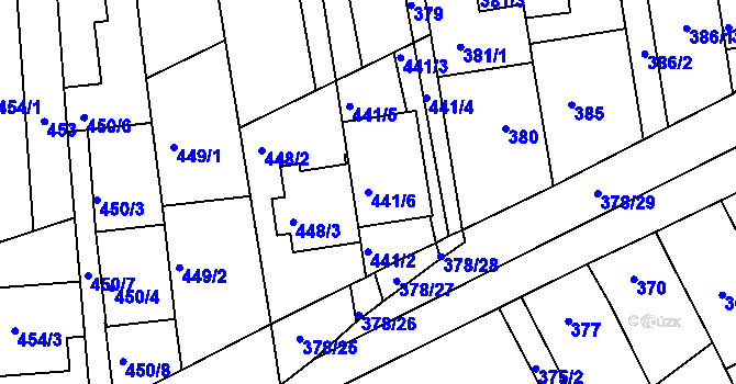 Parcela st. 441/6 v KÚ Silůvky, Katastrální mapa