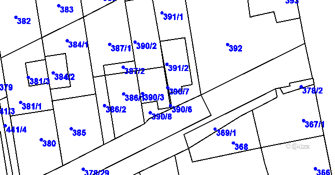Parcela st. 390/7 v KÚ Silůvky, Katastrální mapa
