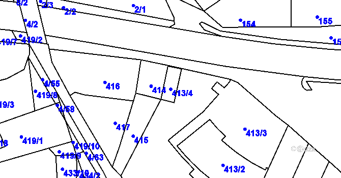 Parcela st. 413/4 v KÚ Silůvky, Katastrální mapa