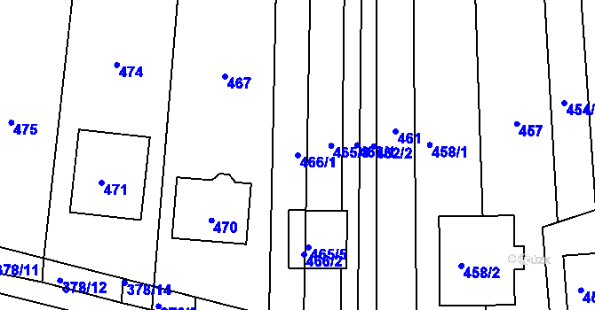 Parcela st. 466/1 v KÚ Silůvky, Katastrální mapa