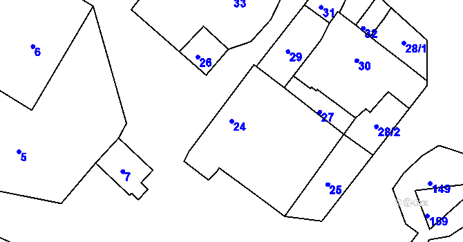 Parcela st. 24 v KÚ Sirákov, Katastrální mapa