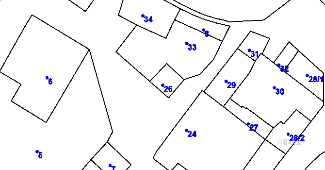 Parcela st. 26 v KÚ Sirákov, Katastrální mapa