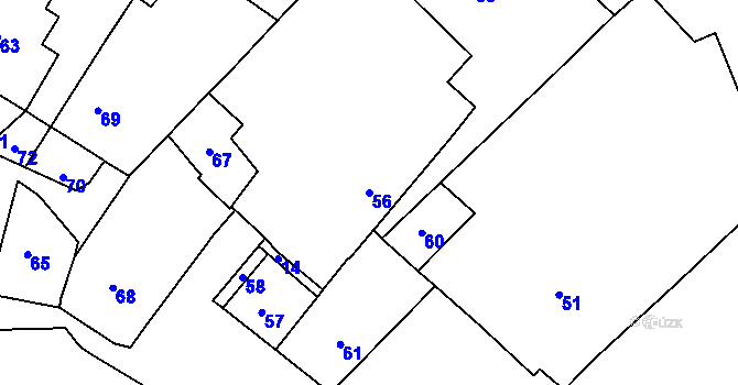 Parcela st. 56 v KÚ Sirákov, Katastrální mapa