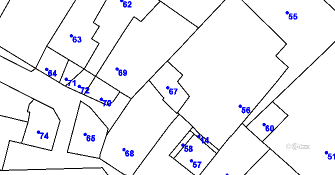 Parcela st. 67 v KÚ Sirákov, Katastrální mapa
