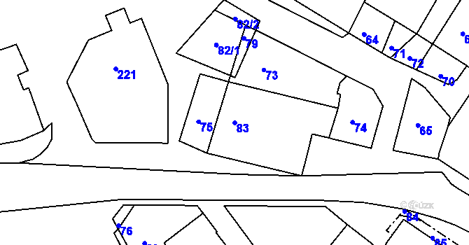 Parcela st. 83 v KÚ Sirákov, Katastrální mapa
