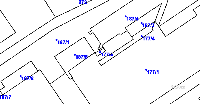 Parcela st. 177/5 v KÚ Sirákov, Katastrální mapa