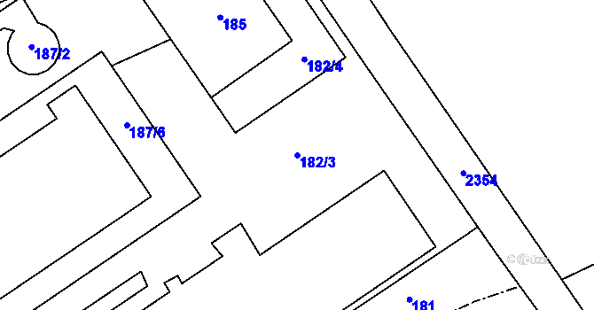 Parcela st. 182/3 v KÚ Sirákov, Katastrální mapa