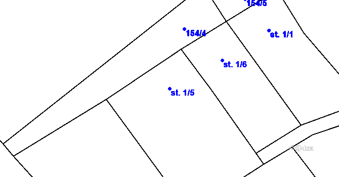 Parcela st. 1/5 v KÚ Siřejovice, Katastrální mapa