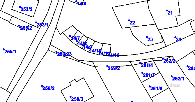 Parcela st. 14/11 v KÚ Sivice, Katastrální mapa