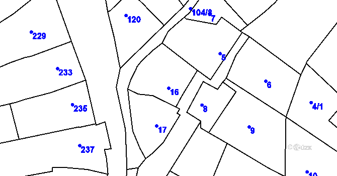 Parcela st. 16 v KÚ Sivice, Katastrální mapa