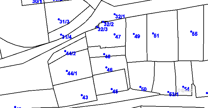 Parcela st. 48 v KÚ Sivice, Katastrální mapa