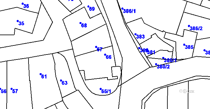 Parcela st. 66 v KÚ Sivice, Katastrální mapa