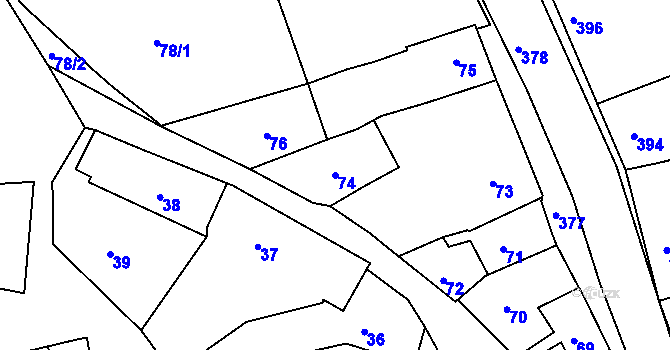 Parcela st. 74 v KÚ Sivice, Katastrální mapa