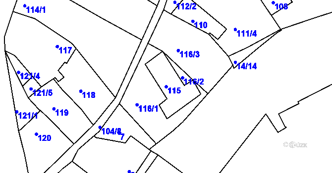 Parcela st. 115 v KÚ Sivice, Katastrální mapa