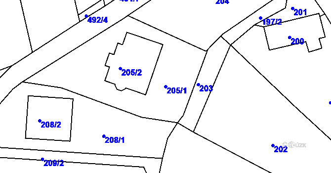 Parcela st. 205/1 v KÚ Sivice, Katastrální mapa