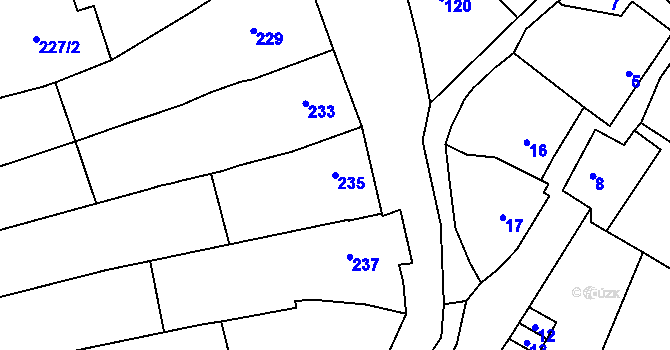Parcela st. 235 v KÚ Sivice, Katastrální mapa