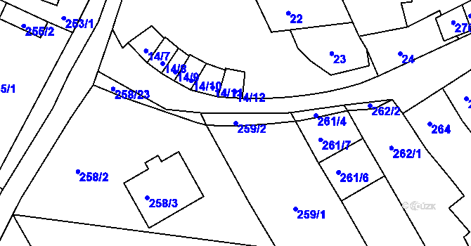 Parcela st. 259/2 v KÚ Sivice, Katastrální mapa