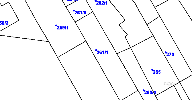 Parcela st. 261/1 v KÚ Sivice, Katastrální mapa