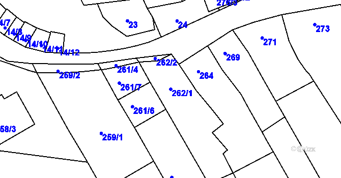 Parcela st. 262/1 v KÚ Sivice, Katastrální mapa