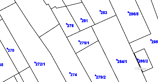 Parcela st. 279/1 v KÚ Sivice, Katastrální mapa