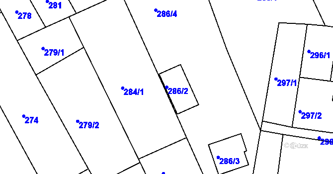 Parcela st. 286/2 v KÚ Sivice, Katastrální mapa