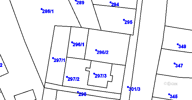 Parcela st. 296/2 v KÚ Sivice, Katastrální mapa