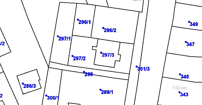 Parcela st. 297/3 v KÚ Sivice, Katastrální mapa