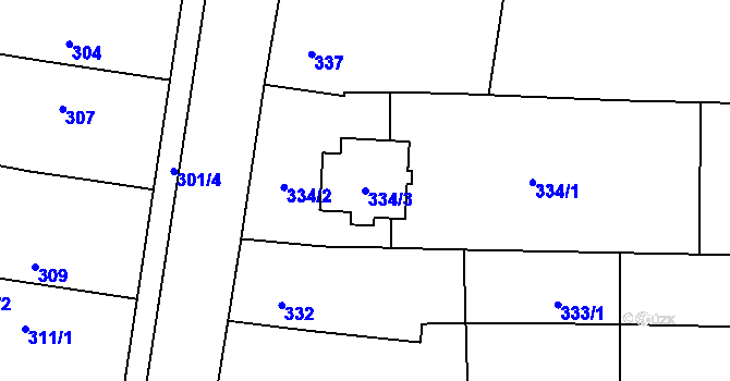 Parcela st. 334/3 v KÚ Sivice, Katastrální mapa