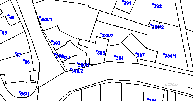 Parcela st. 385 v KÚ Sivice, Katastrální mapa