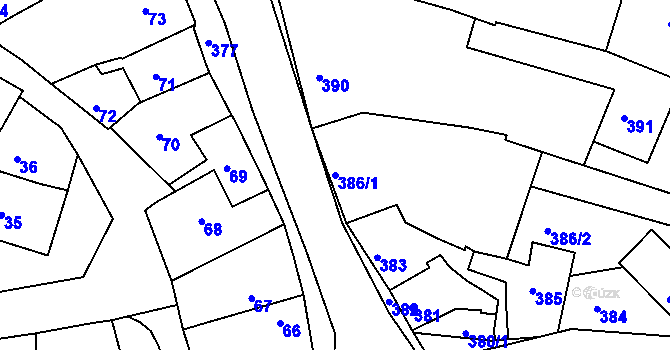 Parcela st. 386/1 v KÚ Sivice, Katastrální mapa