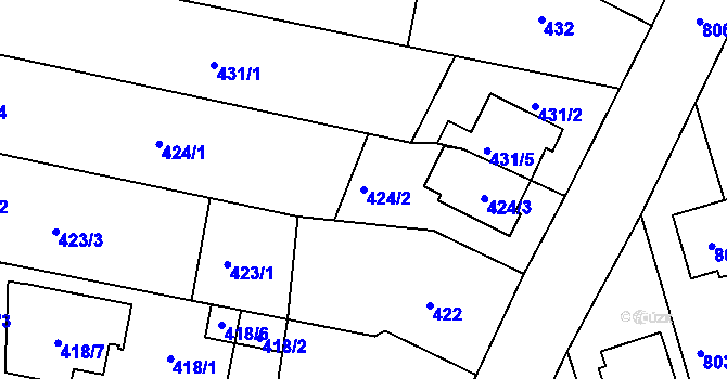 Parcela st. 424/2 v KÚ Sivice, Katastrální mapa