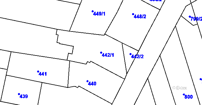 Parcela st. 442/1 v KÚ Sivice, Katastrální mapa
