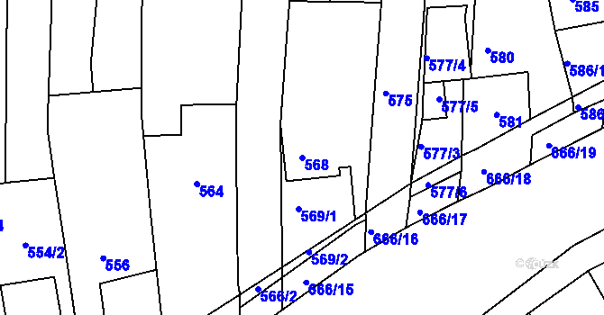 Parcela st. 568 v KÚ Sivice, Katastrální mapa