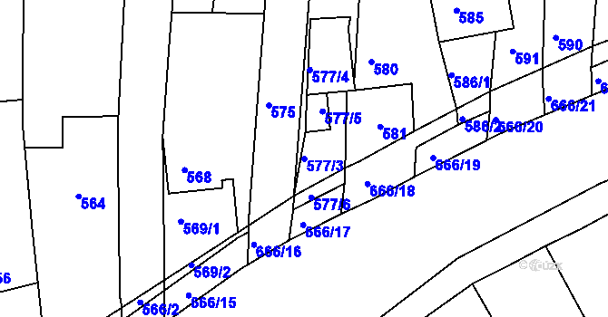 Parcela st. 577/3 v KÚ Sivice, Katastrální mapa
