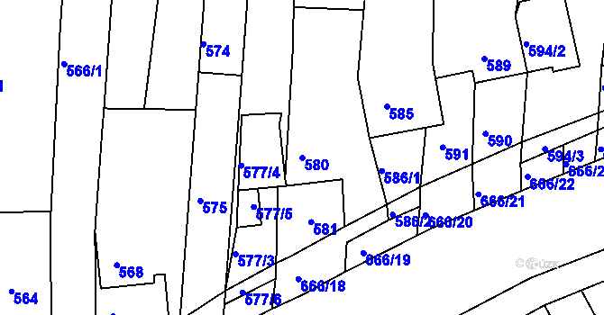 Parcela st. 580 v KÚ Sivice, Katastrální mapa