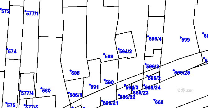 Parcela st. 589 v KÚ Sivice, Katastrální mapa
