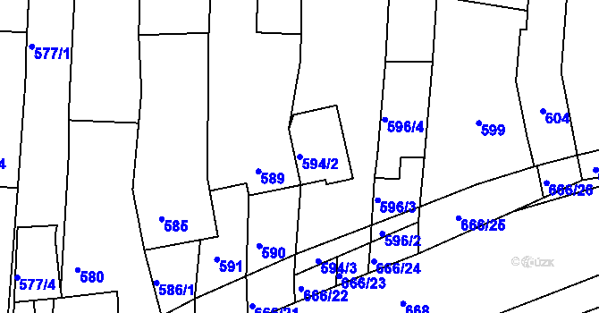 Parcela st. 594/2 v KÚ Sivice, Katastrální mapa